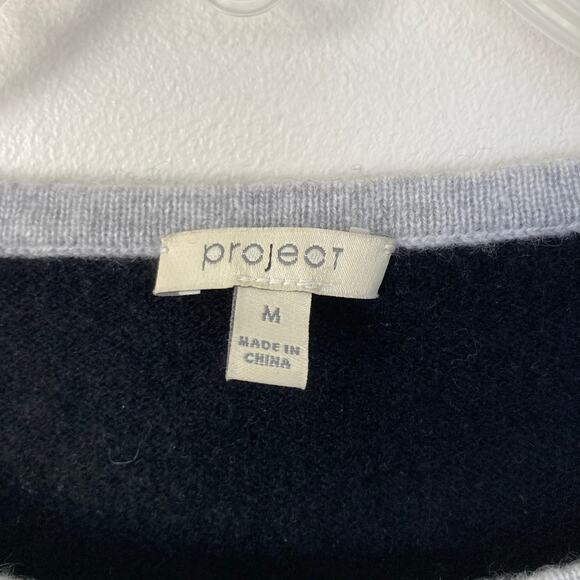 PROJECT Colorblock Gray Black Blue 100% Cashmere Sweater Sz M - Picture 3 of 6